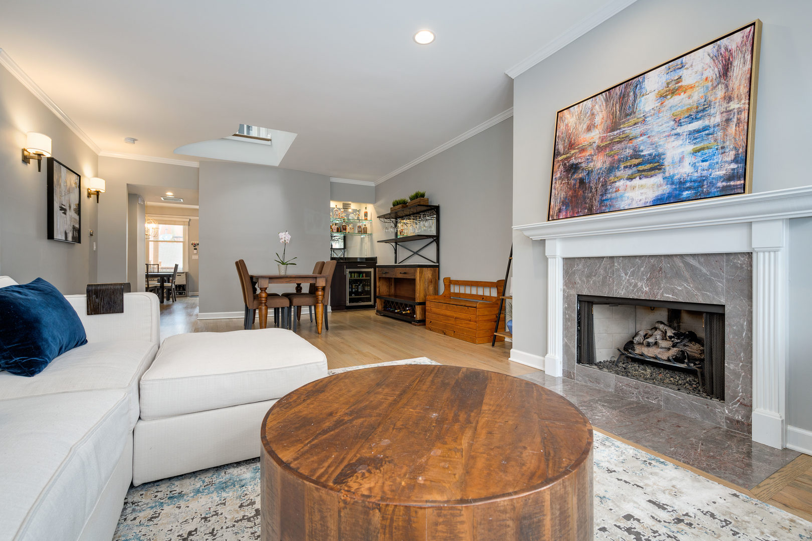 1718 West Huron Street Chicago, IL 60622 - Photo 5 of 33 a living room with furniture and a fireplace