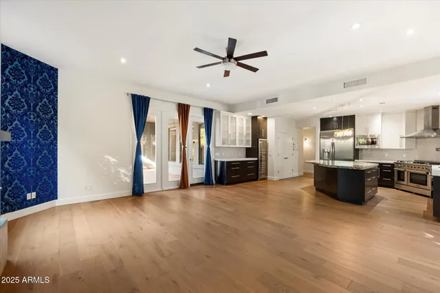 a view of kitchen with furniture and window