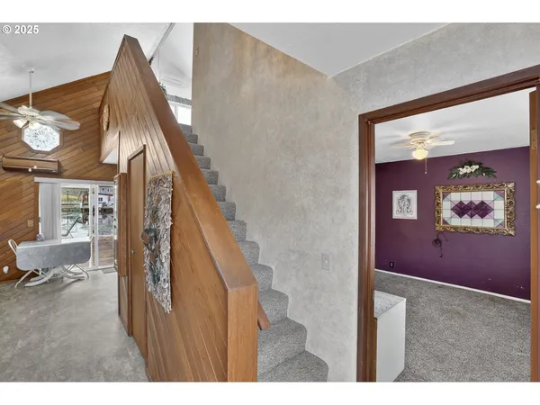 a view of a hallway with front door