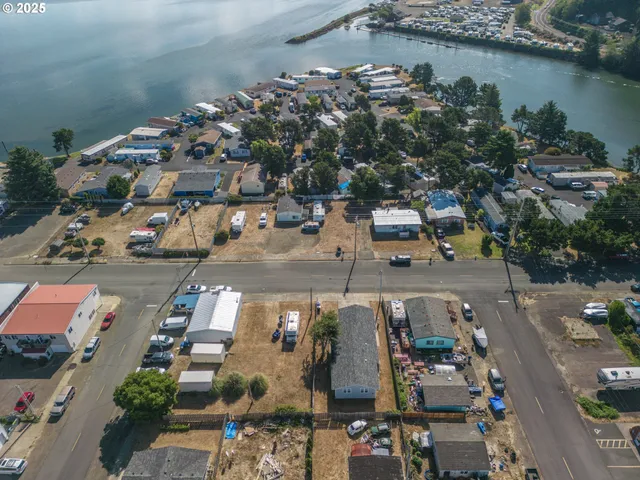 an aerial view of a city with houses
