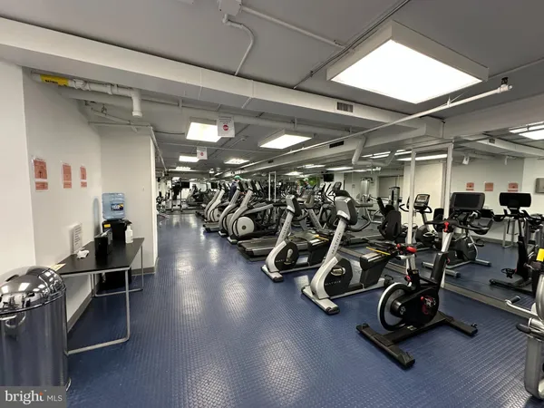a view of a room with gym equipment
