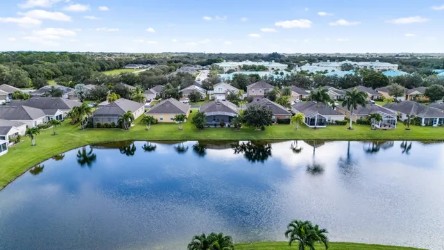 a view of a lake with houses