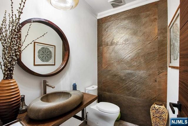 99 Ogle Road Old Tappan, NJ 07675 - Photo 27 of 50 a bathroom with a toilet a sink and a mirror