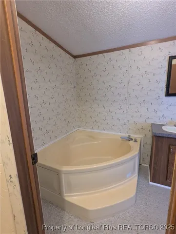a bathroom with a bathtub
