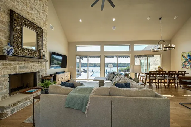 a kitchen with lots of counter space and stainless steel appliances
