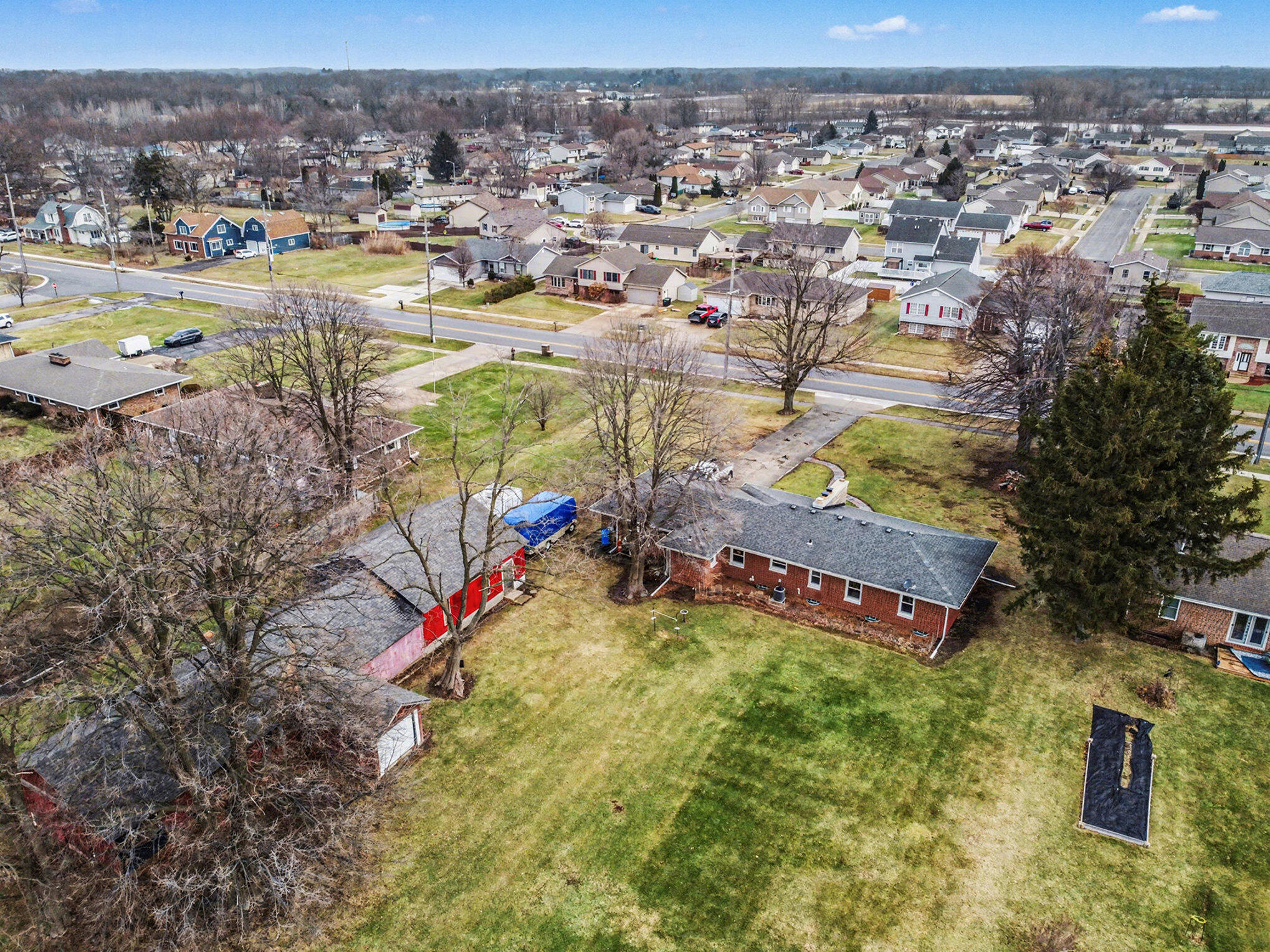 2954 Airport Road Portage, IN 46368 - Photo 9 of 14 an aerial view of residential houses with outdoor space and swimming pool