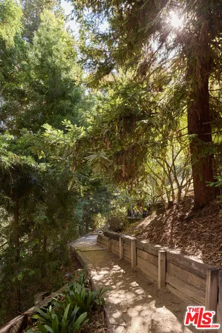 a view of street with lots of trees