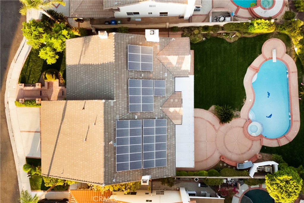 18134 Sandringham Court Porter Ranch, CA 91326 - Photo 42 of 46 DRONE VIEW 1 SOLAR PANELS