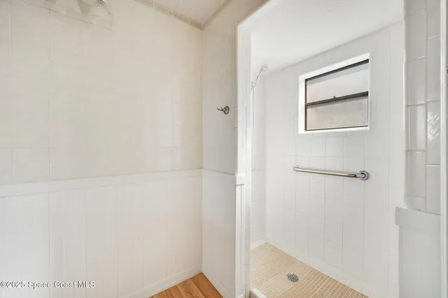 a bathroom with a bathtub