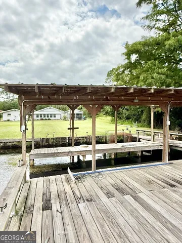 an outdoor view with patio