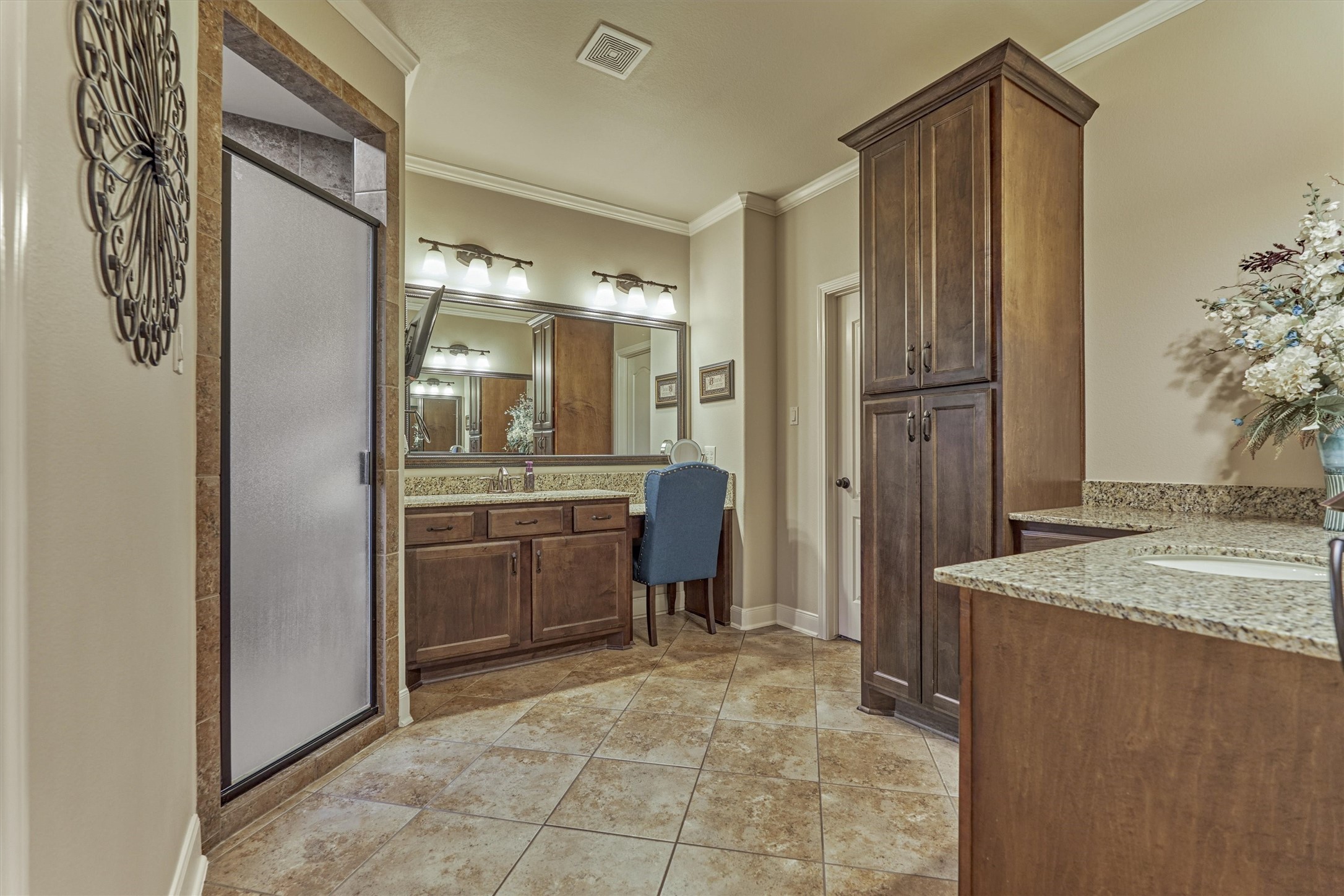 11598 Sebastian's Run Montgomery, TX 77316 - Photo 21 of 50 Luxurious primary bath with oversized walk-in shower and walk-in closet to the right.