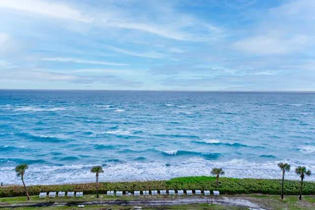 an aerial view of a houses with a garden