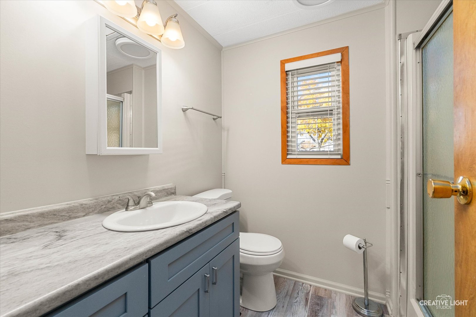 1122 Candida Road Elgin, IL 60123 - Photo 10 of 16 a bathroom with a granite countertop sink toilet and a mirror
