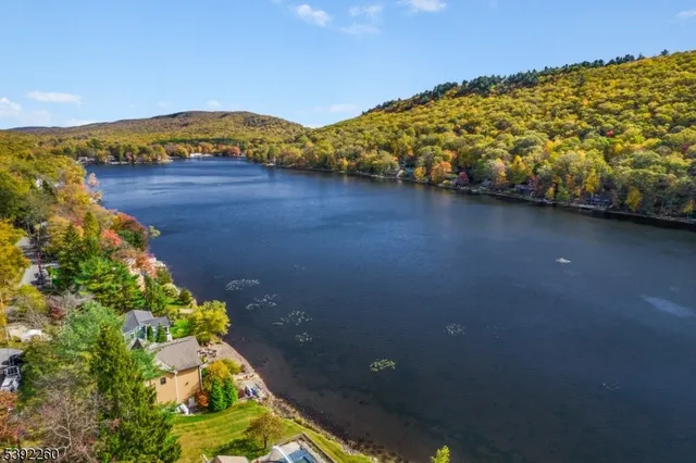 a view of lake with mountain