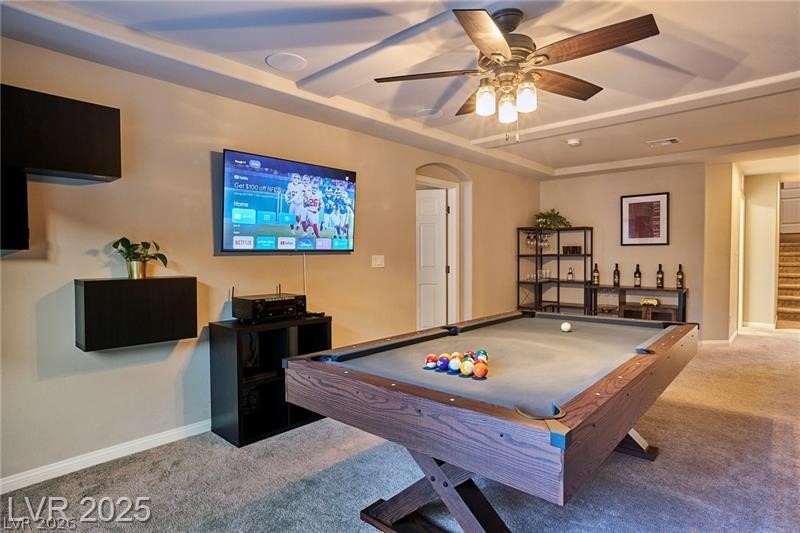 6302 Jackson Spring Road Las Vegas, NV 89118 - Photo 6 of 23 The recreation room boasts high ceilings and recessed lighting, offering an ideal setting for entertaining.