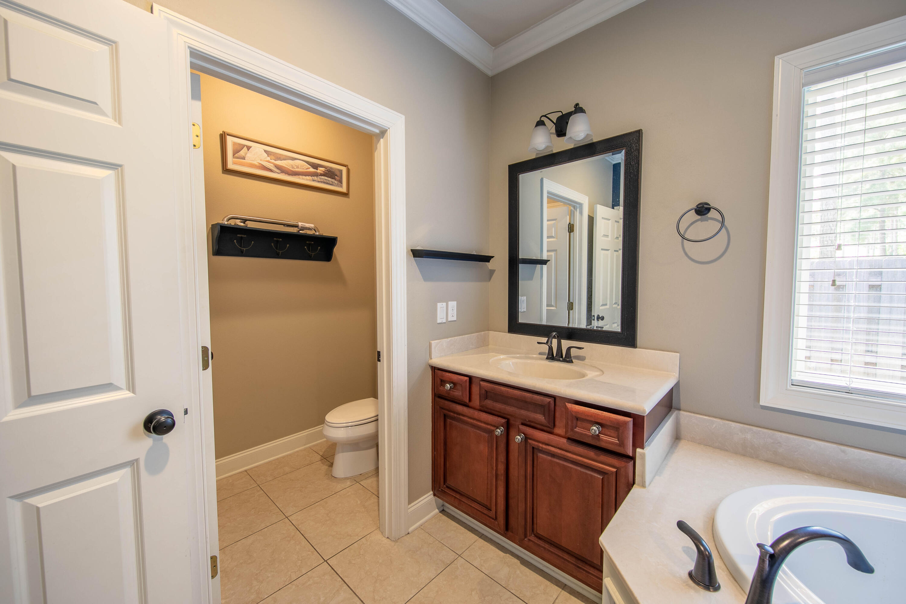 456 Windchime Way Freeport, FL 32439 - Photo 20 of 34 a spacious bathroom with a toilet a sink and a mirror
