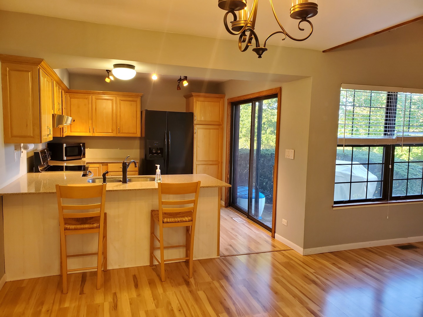 726 Chandler Road Gurnee, IL 60031 - Photo 6 of 43 a living room with stainless steel appliances granite countertop furniture wooden floor and a large window