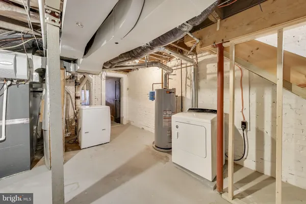 a view of a room with racks on the wall