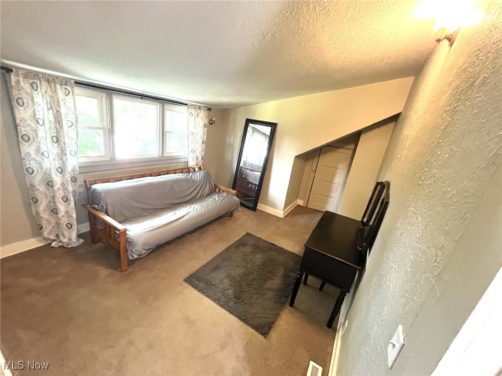 4440 Dryden Court Southwest Canton, OH 44708 - Photo 27 of 28 Living area with a textured ceiling, a textured wall, and carpet floors