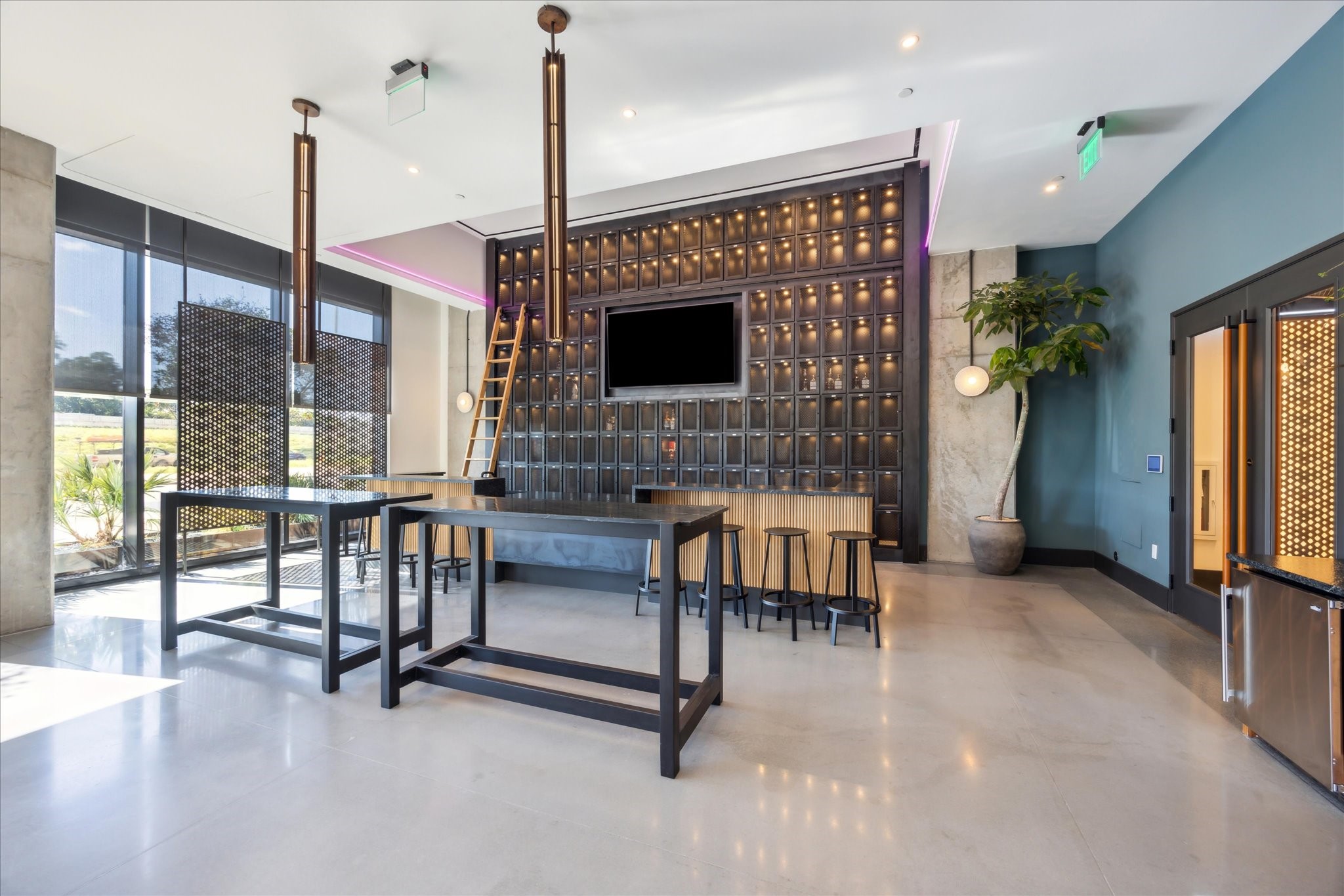 84 East Avenue, Unit 3009 Austin, TX 78701 - Photo 30 of 39 a living room with furniture and a fireplace