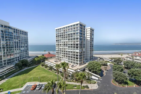 a view of a city with tall buildings