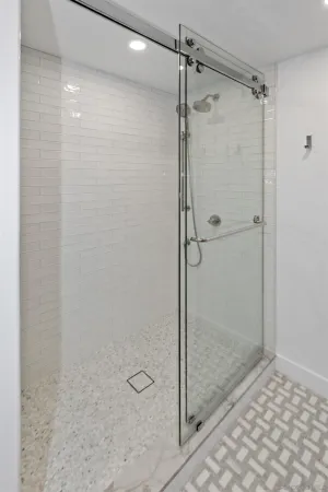 a bathroom with a shower