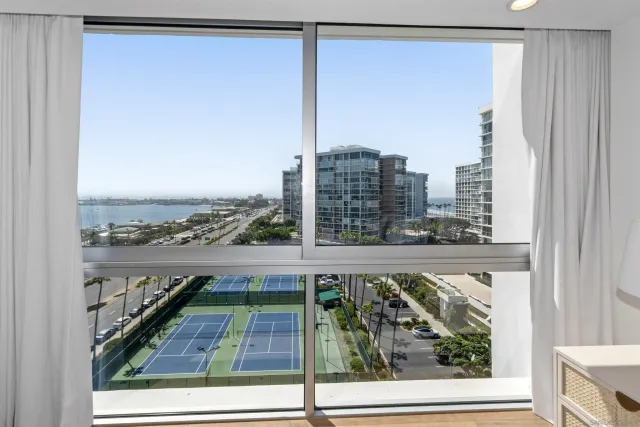 a view of a city from a balcony