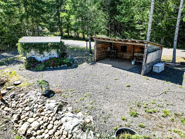 a view of a garden with a flower