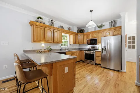 a close view of kitchen appliances