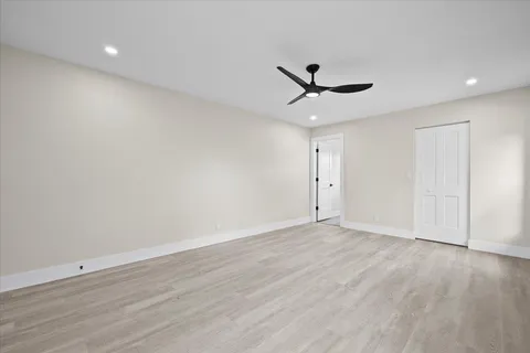 a view of a room with racks on the wall