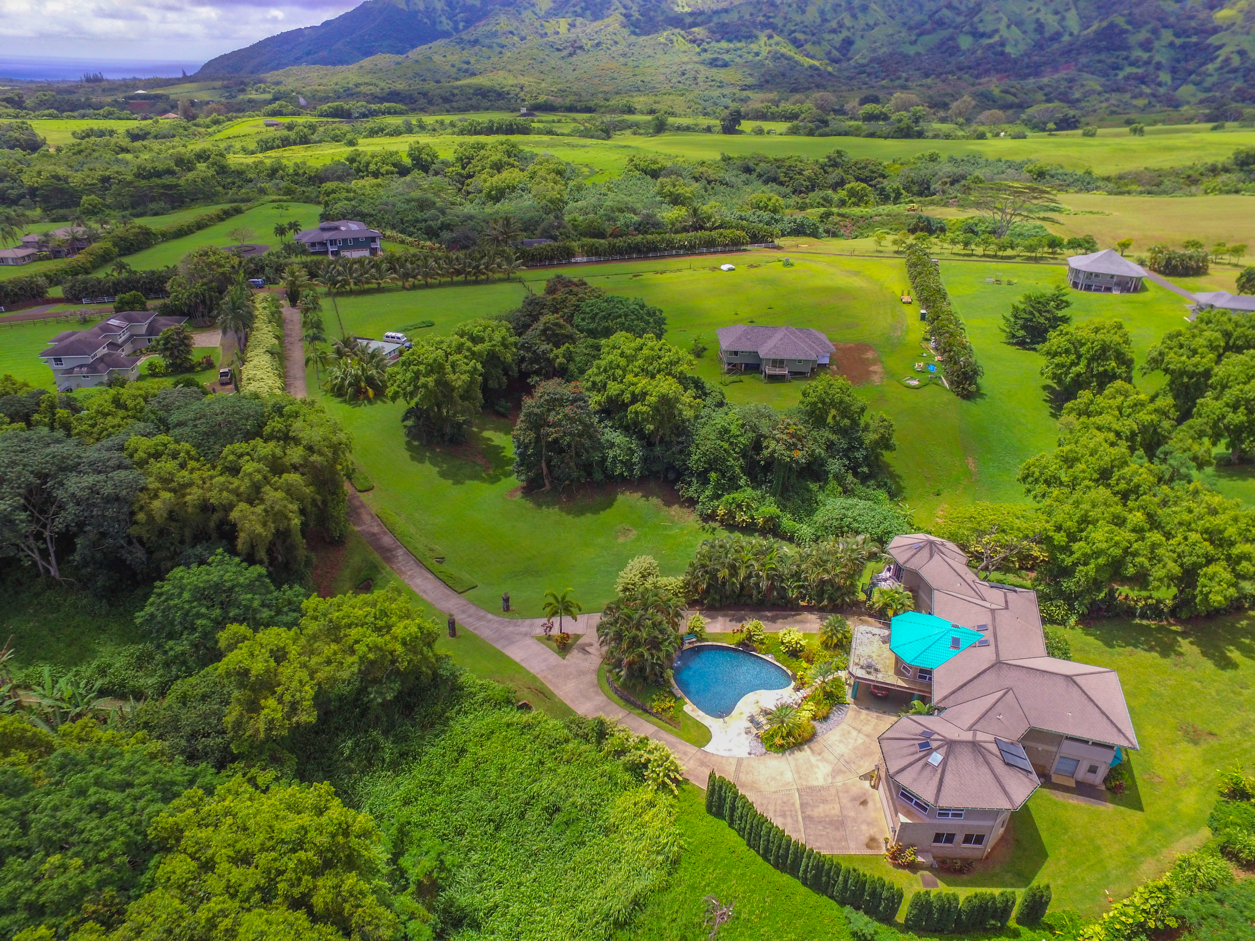 4700 Kapuna Road Kilauea, HI 96754 - Photo 15 of 17 an aerial view of residential houses with outdoor space and lake view