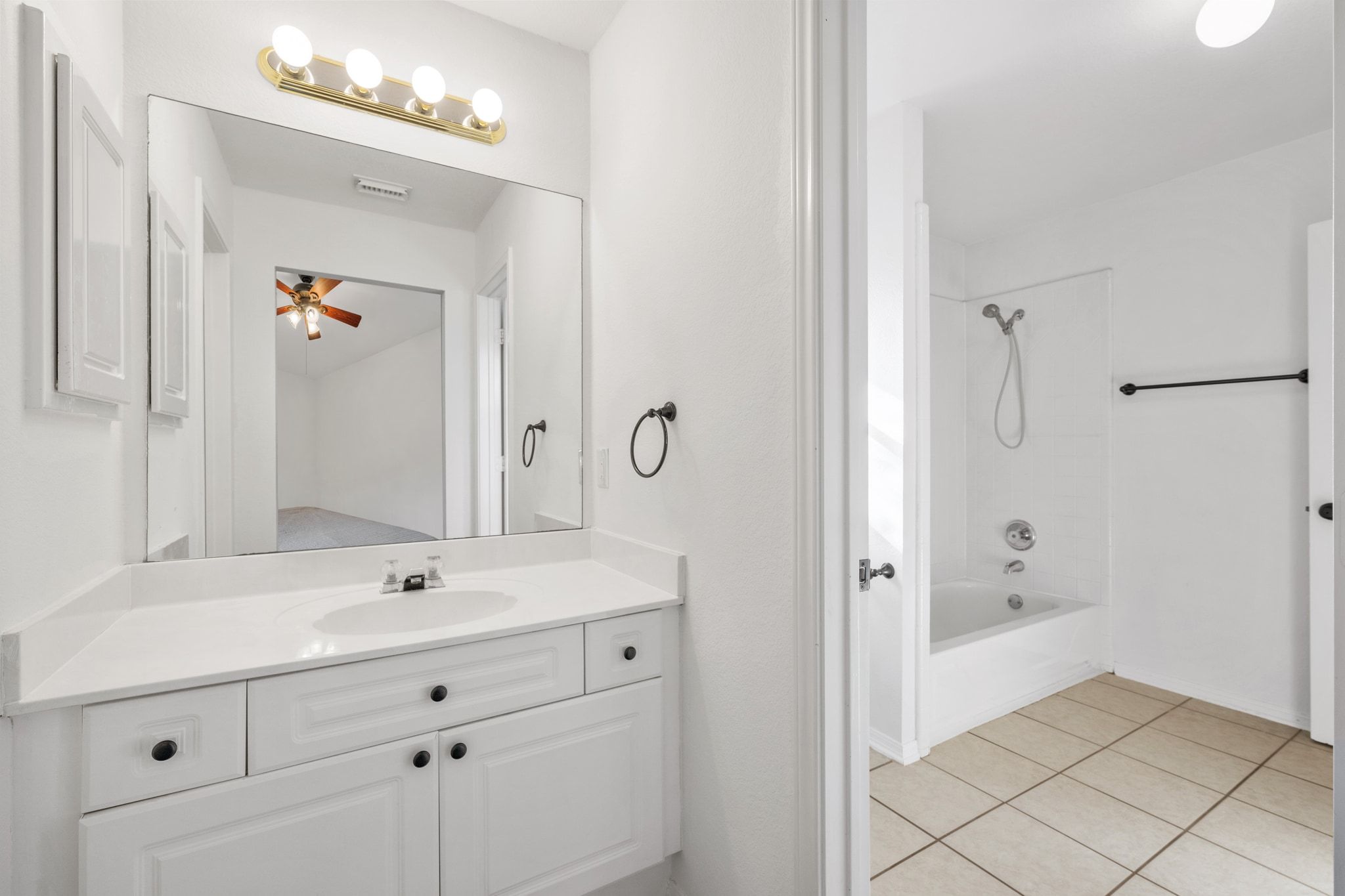3417 Grimes Ranch Road Austin, TX 78732 - Photo 28 of 40 a bathroom with a shower sink and mirror