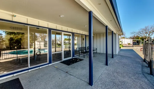 a couple of flower plants sitting in front of a house