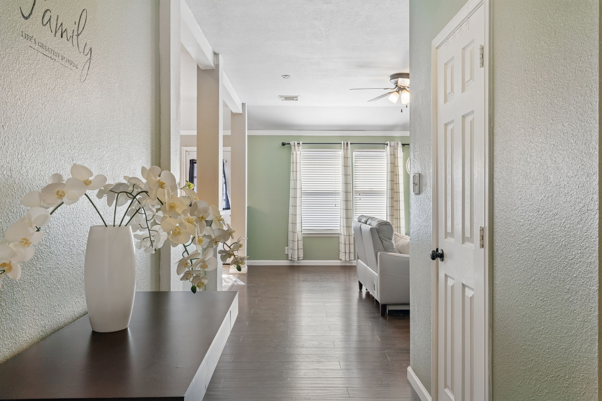 159 Invierno Street Kyle, TX 78640 - Photo 11 of 40 Inside a welcoming entry foyer leads past the formal dining or bonus living area into the open living room.