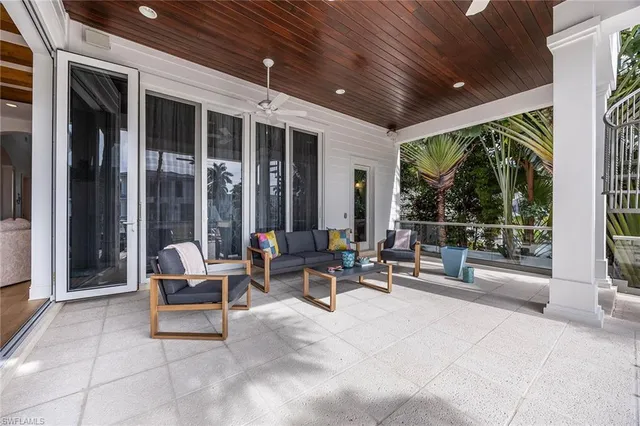 a view of a hall with seating space