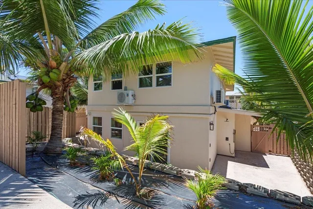 a view of a backyard with a potted plants