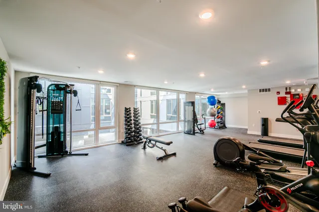 a view of a room with gym equipment