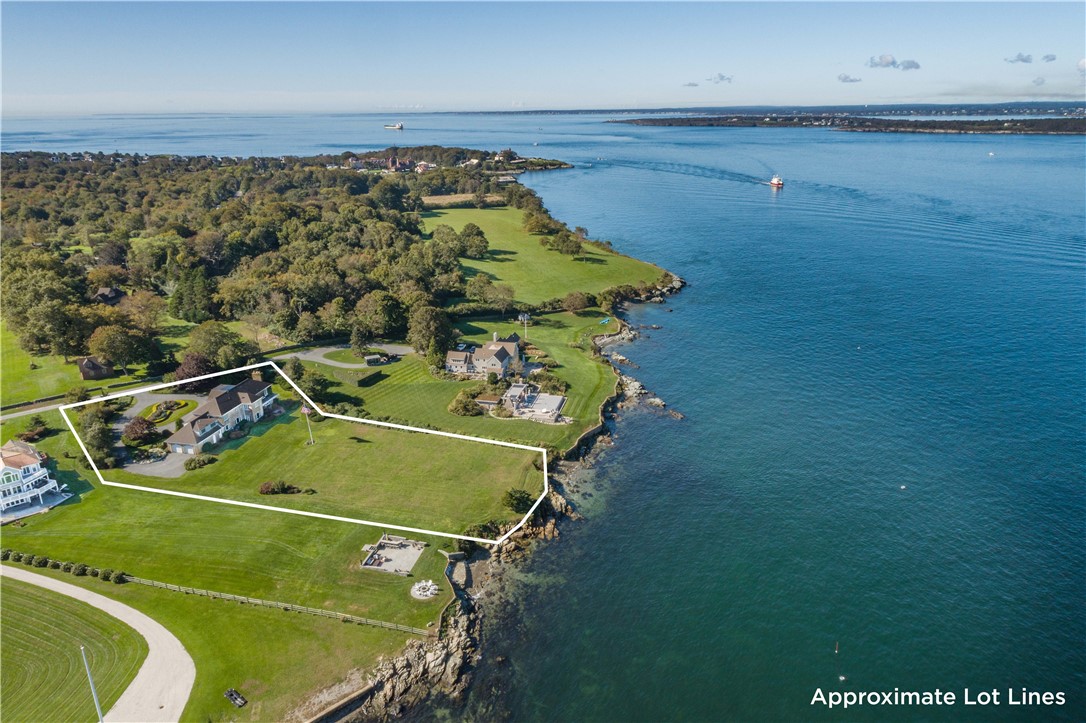 11 Ridge Road Newport, RI 02840 - Photo 5 of 38 Outline of lot, aerial looking south at entrance to bay