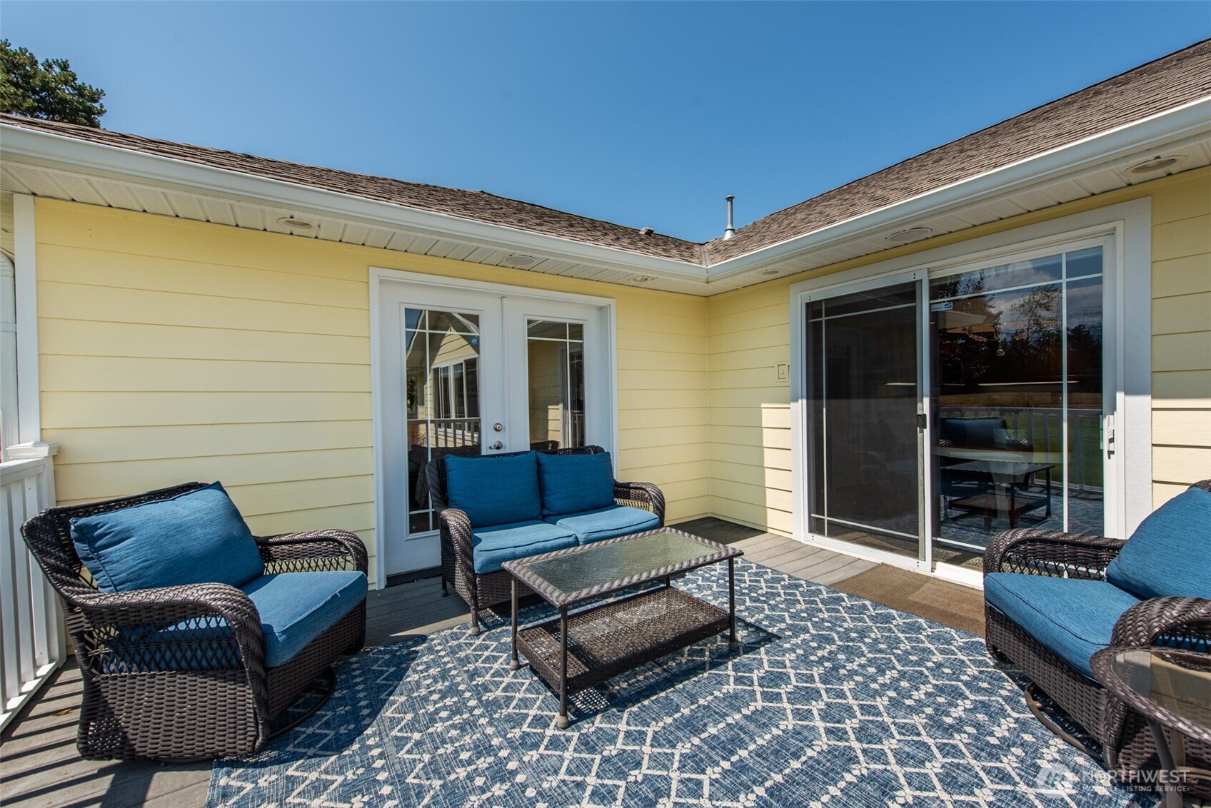 170 Donaper Road Sequim, WA 98382 - Photo 26 of 40 a outdoor living space with furniture and a rug