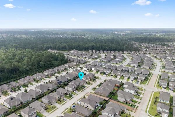 an aerial view of multiple house