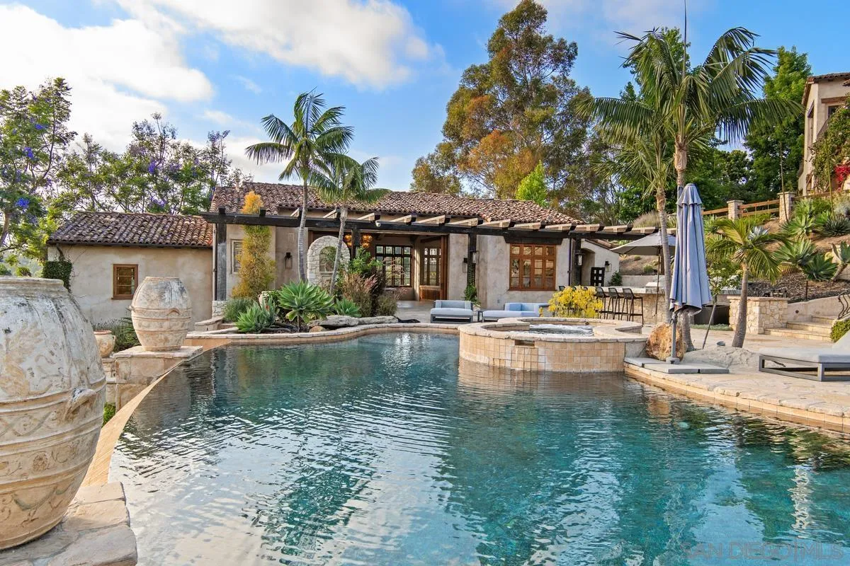 6720 Las Colinas Rancho Santa Fe, CA 92067 - Photo 21 of 36 a view of a swimming pool with a patio