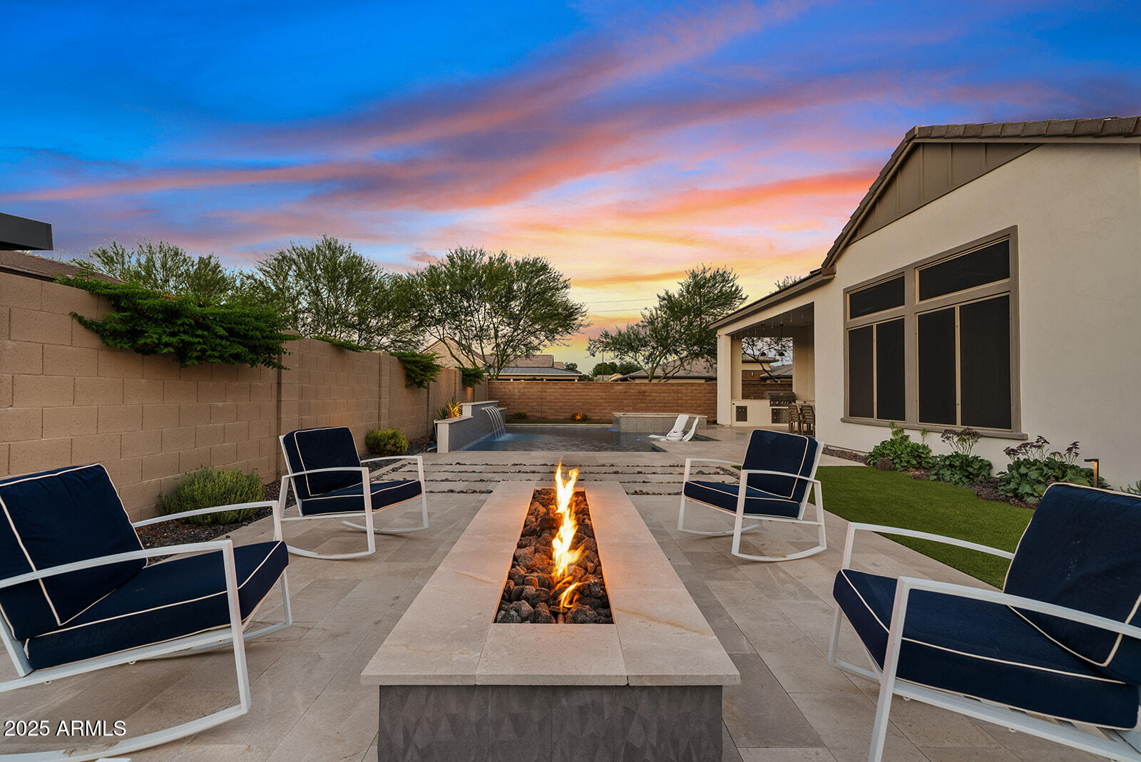 1542 East Blue Ridge Way Gilbert, AZ 85298 - Photo 43 of 51 Fire-Pit Seating Area at Sunset