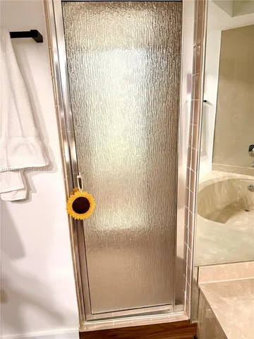 a view of a glass door