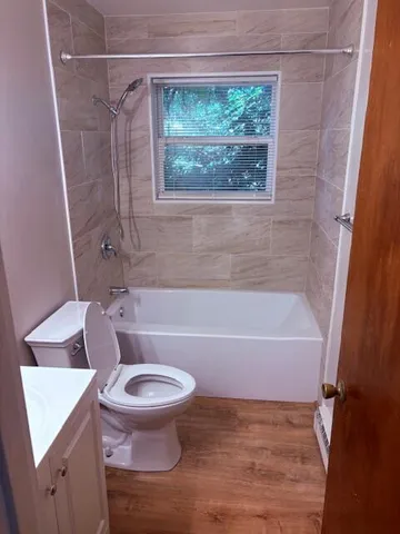 a bathroom with a sink a toilet and a bathtub