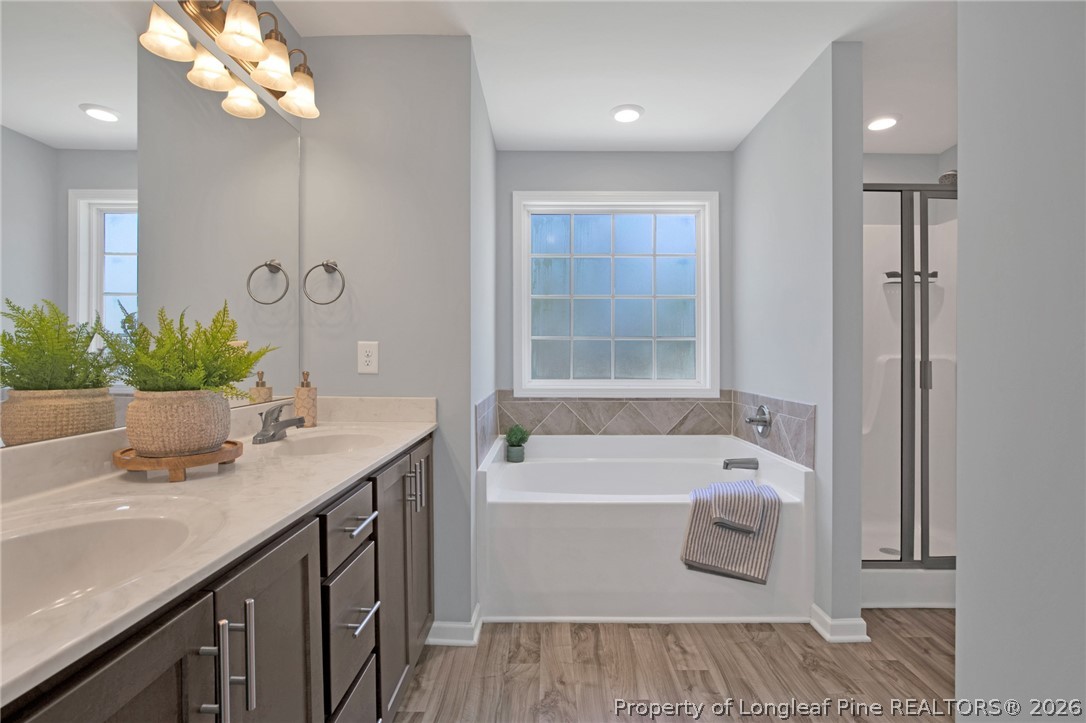 258 Fieldbrook Street Raeford, NC 28376 - Photo 30 of 40 a bathroom with a tub sink and mirror