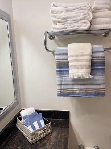 a living room with a rug