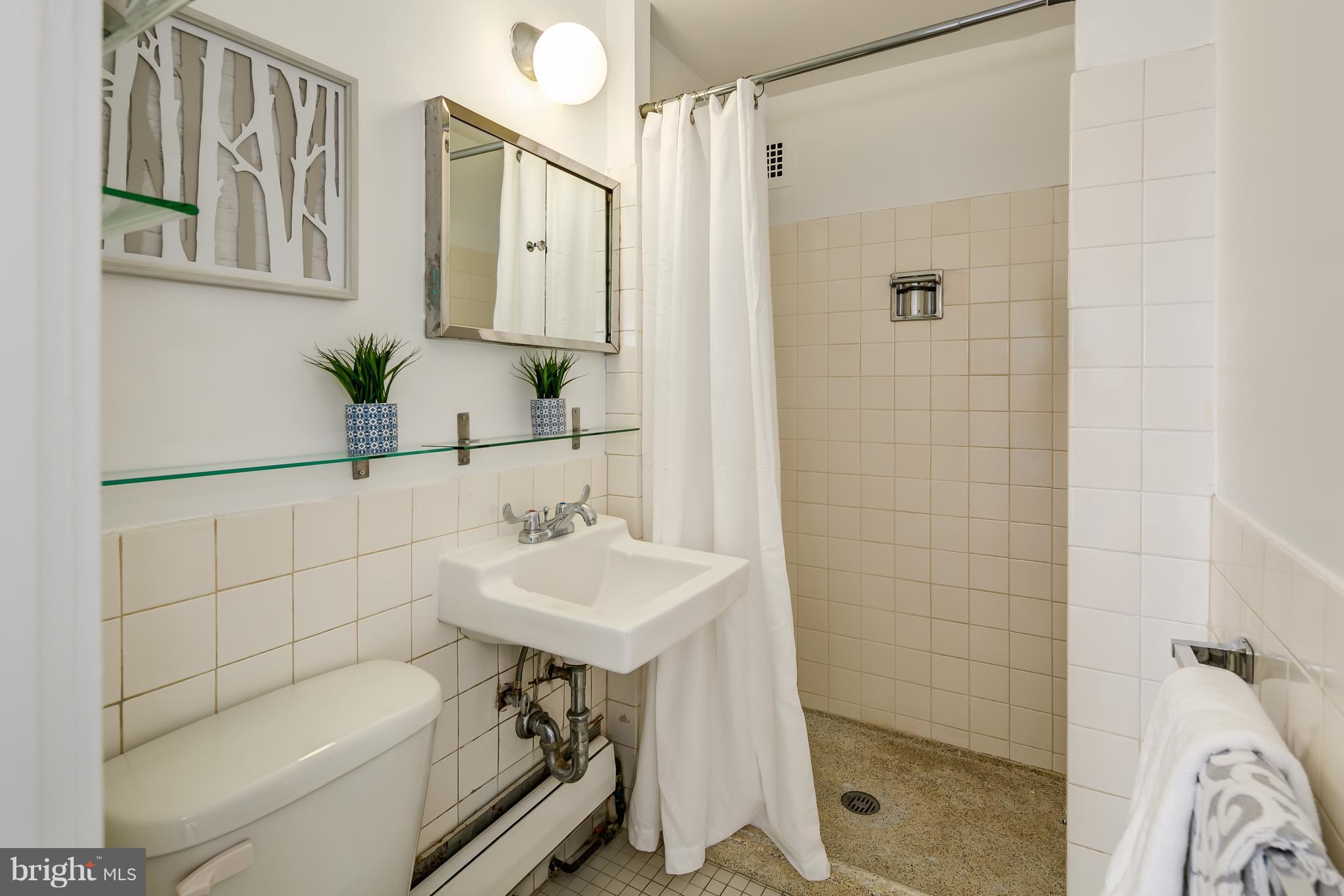 1301 Delaware Avenue Southwest, Unit N512 Washington, DC 20024 - Photo 14 of 28 a bathroom with a sink a toilet and shower