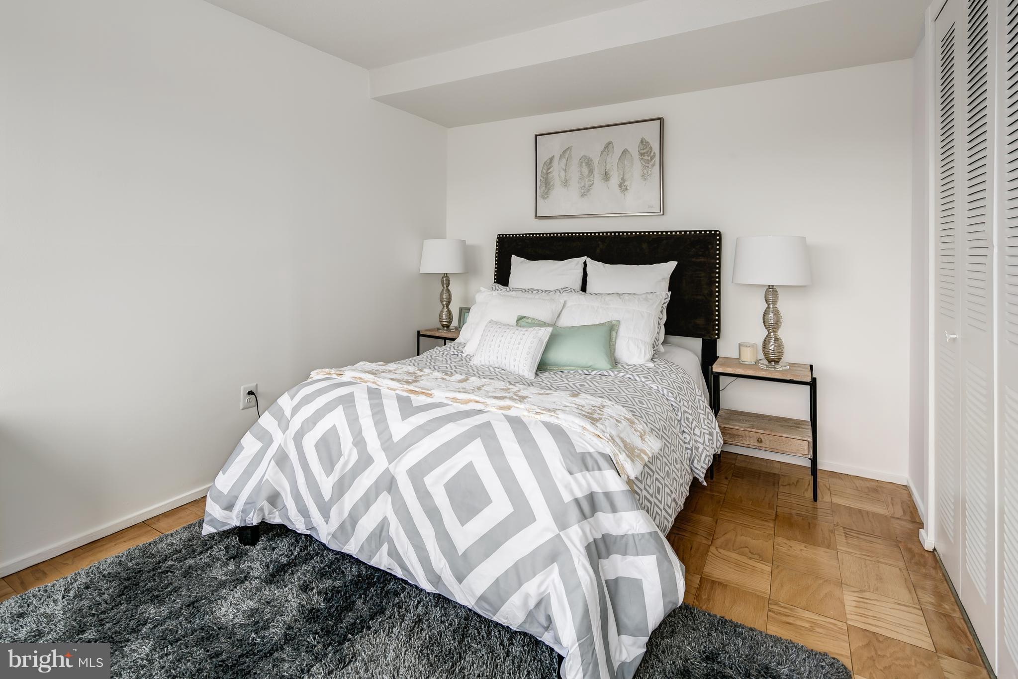 1301 Delaware Avenue Southwest, Unit N512 Washington, DC 20024 - Photo 15 of 28 a bedroom with a bed and painting on the wall