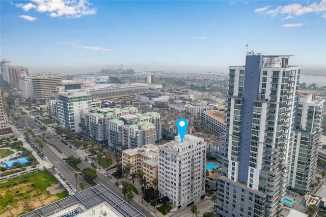 a view of a city with tall buildings