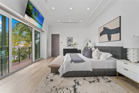a bedroom with a large bed and a large window
